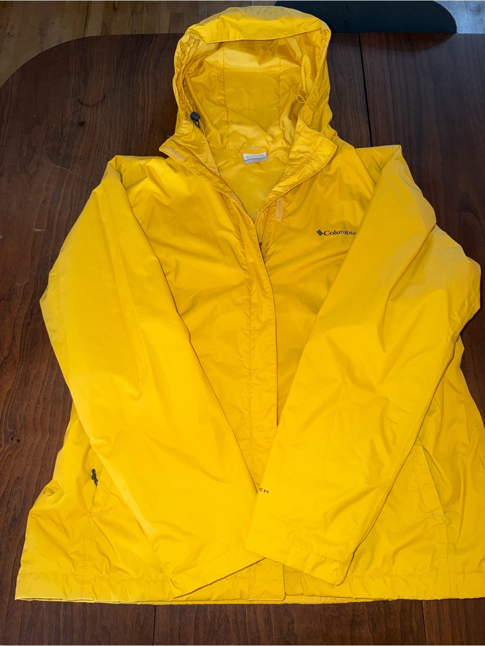 Columbia Bright Yellow Hooded Shell Jacket